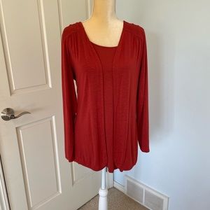 Coldwater Creek No Button 2 piece Sleeveless Tunic and Cardigan.  Fall Colors!